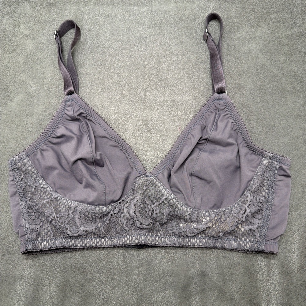 Anthropologie X FortNight Mira Long-line Bralette Grey Size 32C